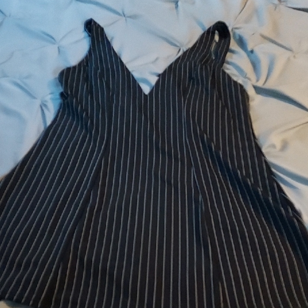HALARA Black and White Striped Mini Dress